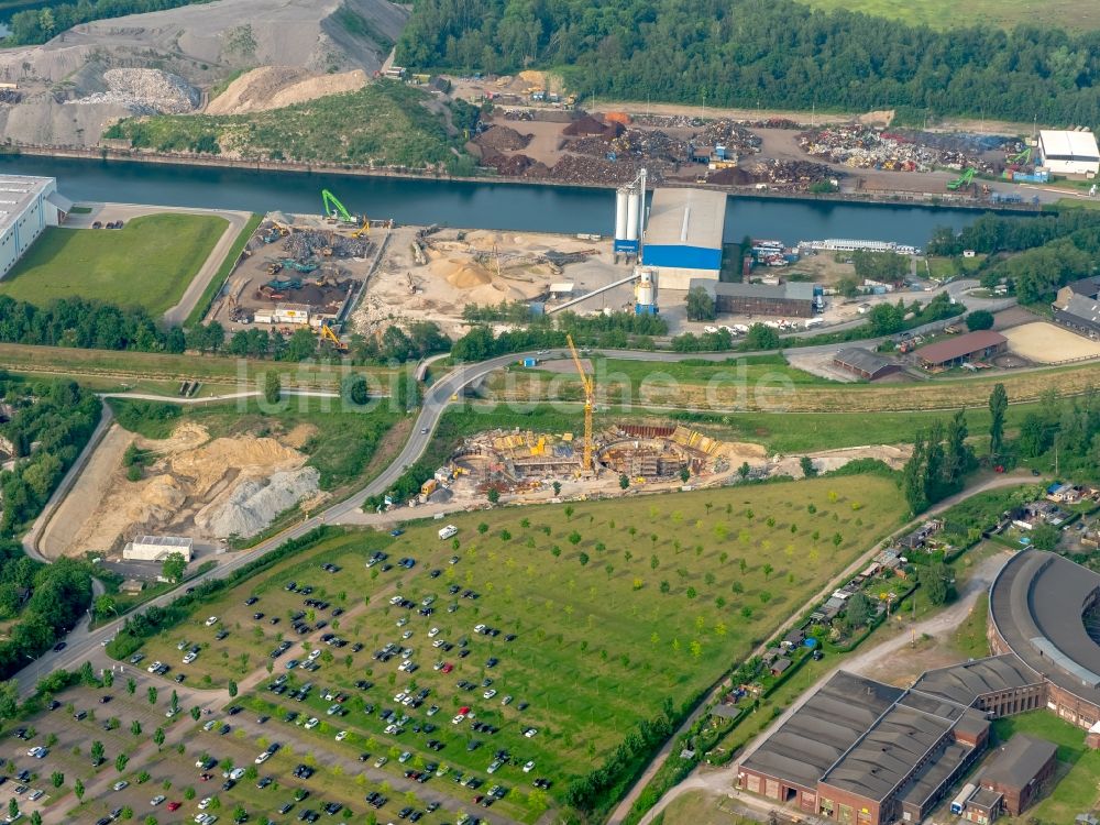 Luftbild Gelsenkirchen - Neubau einer Pumpwerk- Anlage an der Grimbergstraße am Hüller Bach in Gelsenkirchen im Bundesland Nordrhein-Westfalen