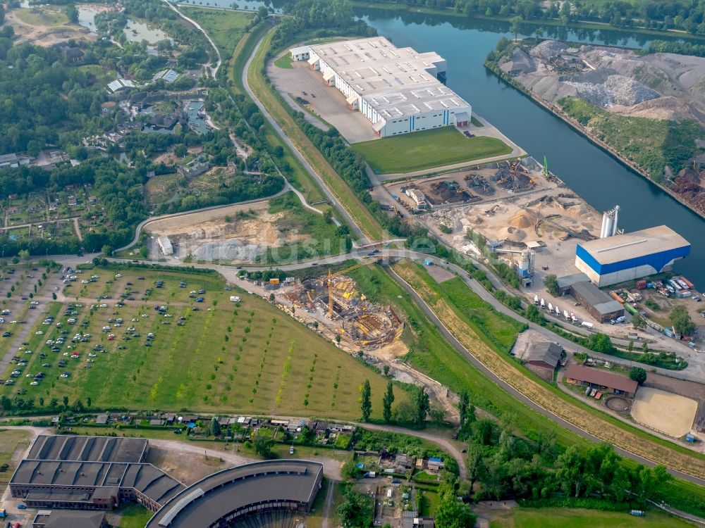 Luftaufnahme Gelsenkirchen - Neubau einer Pumpwerk- Anlage an der Grimbergstraße am Hüller Bach in Gelsenkirchen im Bundesland Nordrhein-Westfalen