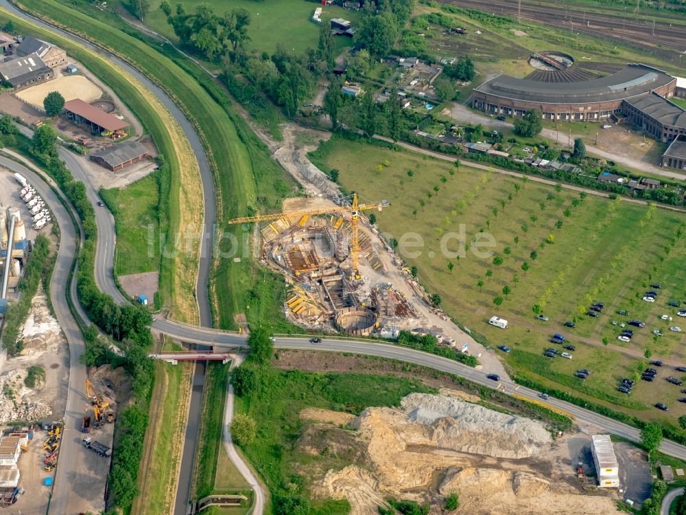 Gelsenkirchen von oben - Neubau einer Pumpwerk- Anlage am Hüller Bach in Gelsenkirchen im Bundesland Nordrhein-Westfalen