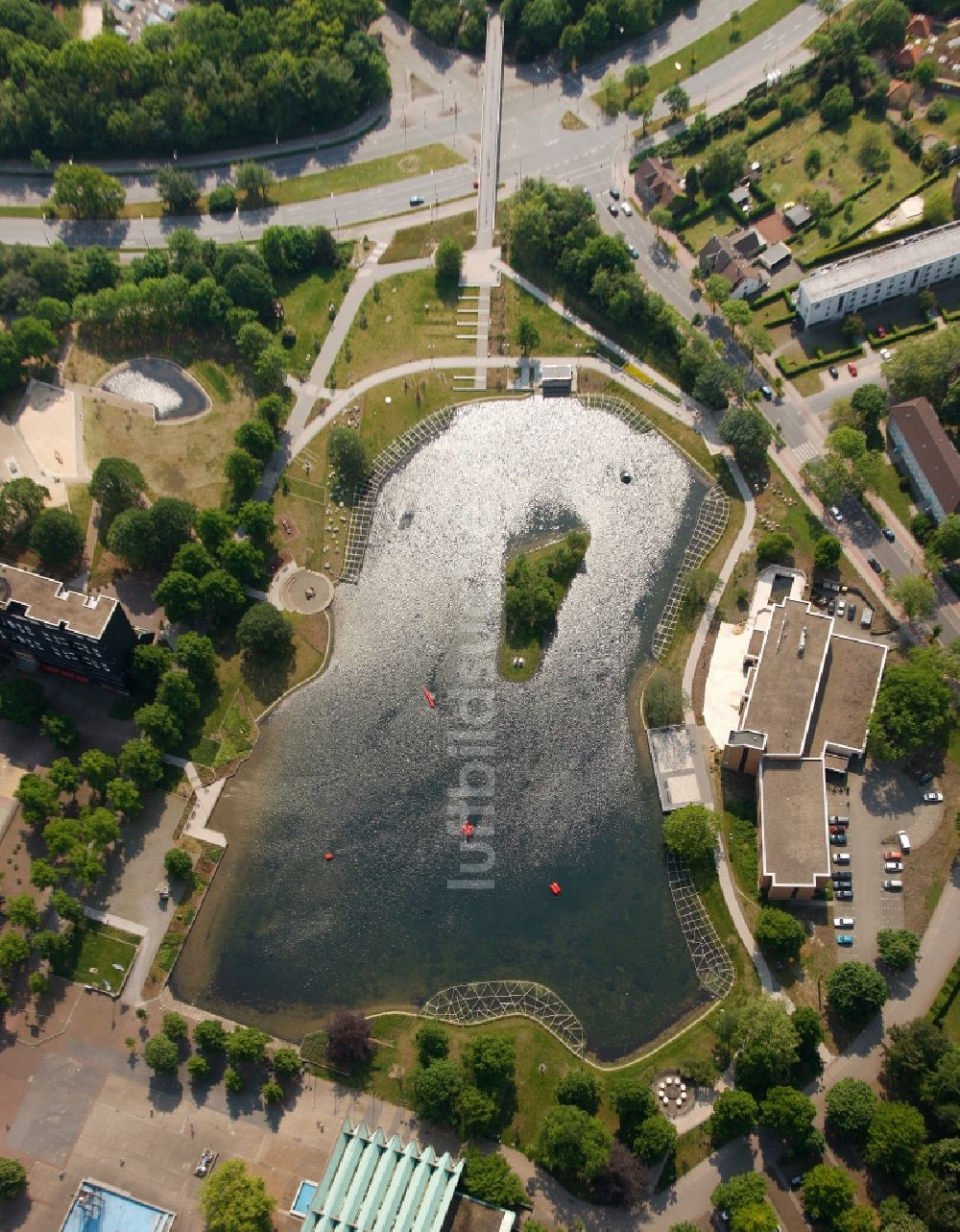 Luftbild Marl - Neubau Rathaus mit Rathaussee in Marl im Bundesland Nordrhein-Westfalen