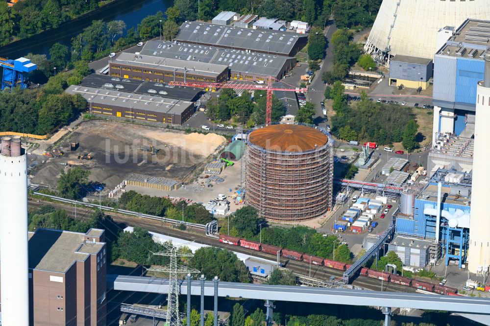 Berlin von oben - Neubau Rückhaltebecken und Stadtwärmespeicher im Ortsteil Siemensstadt in Berlin, Deutschland