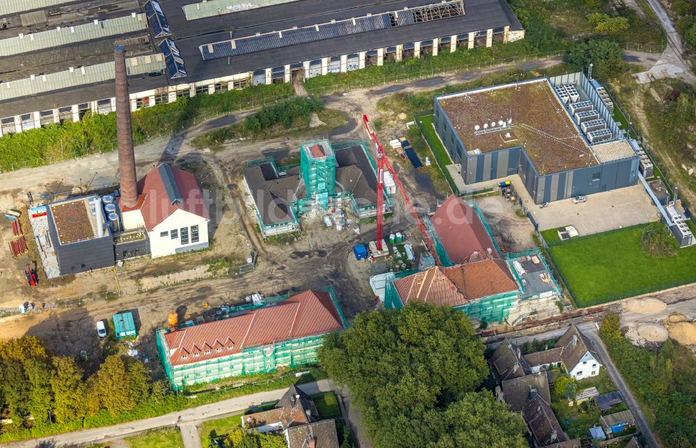 Duisburg von oben - Neubau des Rechenzentrums im Entwicklungsgebiet an den Ruinen des Ausbesserungswerk Wedau an der Duisburger Freiheit in Duisburg im Bundesland Nordrhein-Westfalen, Deutschland