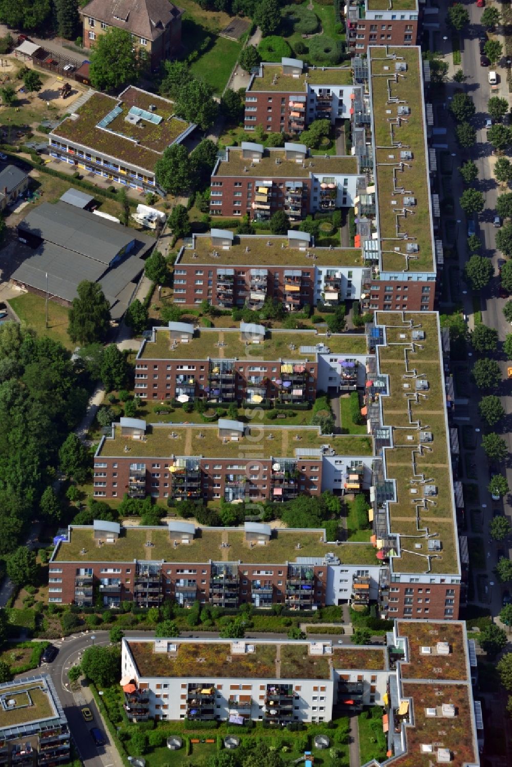 Berlin OT Köpenick aus der Vogelperspektive: Neubau- Reihenhaus- Siedlung auf der Halbinsel Krusenick im Ortsteil Köpenick in Berlin