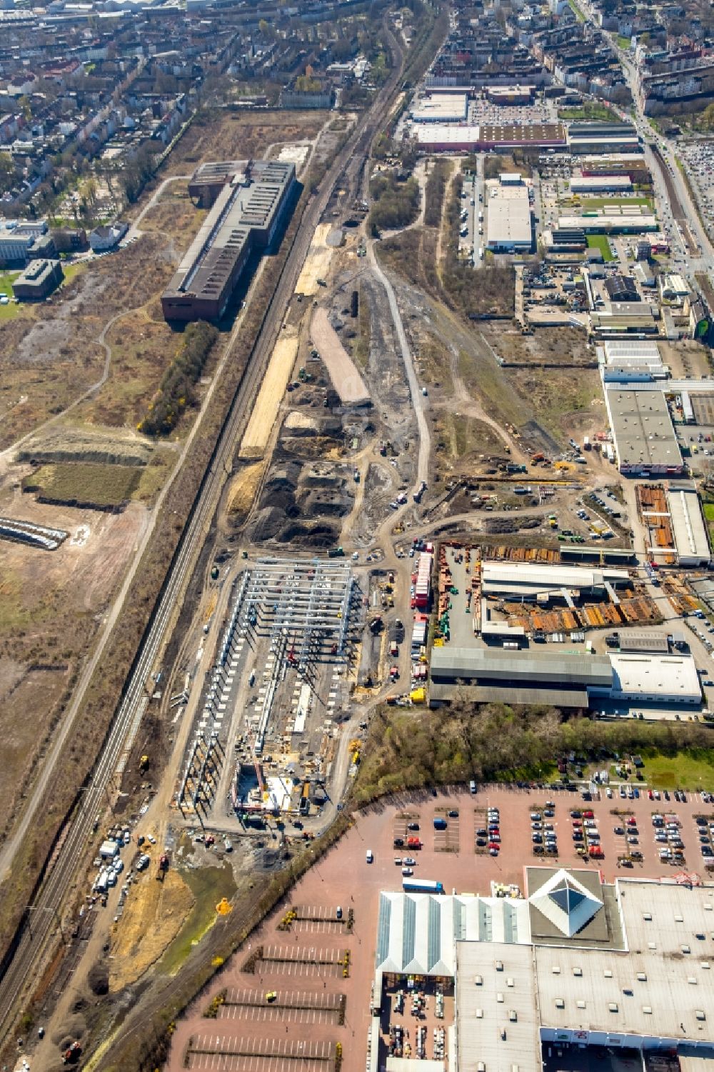 Luftaufnahme Dortmund - Neubau RRX- Betriebswerk in Dortmund im Bundesland Nordrhein-Westfalen