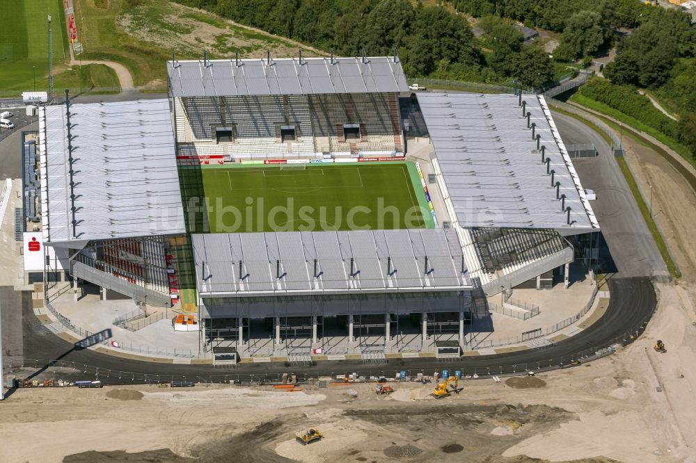 Essen aus der Vogelperspektive: Neubau des RWE - Stadions / Fussballstadions in der Hafenstraße in Essen im Bundesland Nordrhein-Westfalen NRW