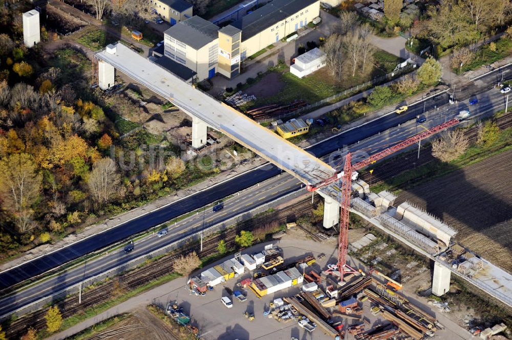 Rattmannsdorf von oben - Neubau Saale-Elster-Talbrücke in Sachsen Anhalt