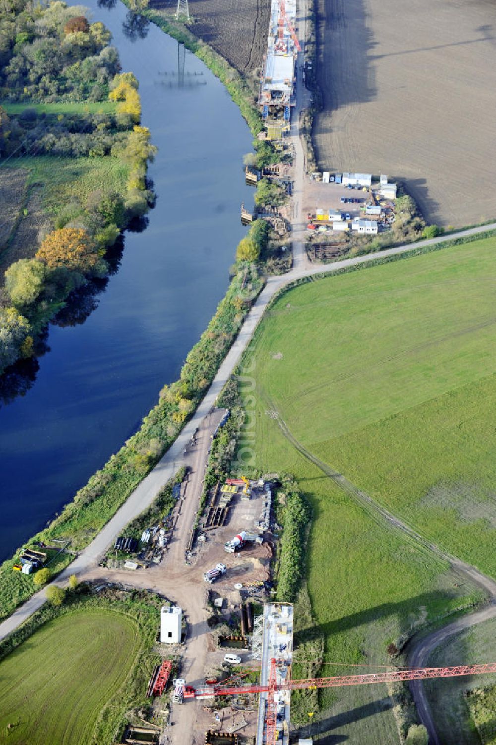 Rattmannsdorf von oben - Neubau Saale-Elster-Talbrücke in Sachsen Anhalt