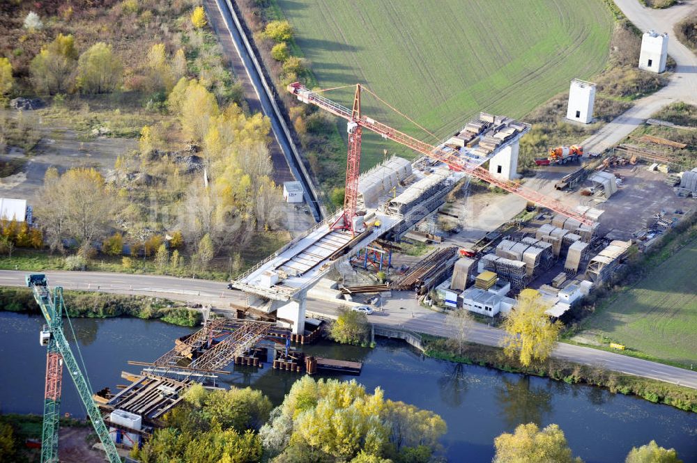 Luftbild Rattmannsdorf - Neubau Saale-Elster-Talbrücke in Sachsen Anhalt