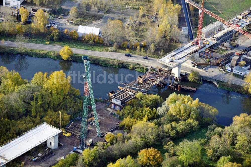 Luftaufnahme Rattmannsdorf - Neubau Saale-Elster-Talbrücke in Sachsen Anhalt