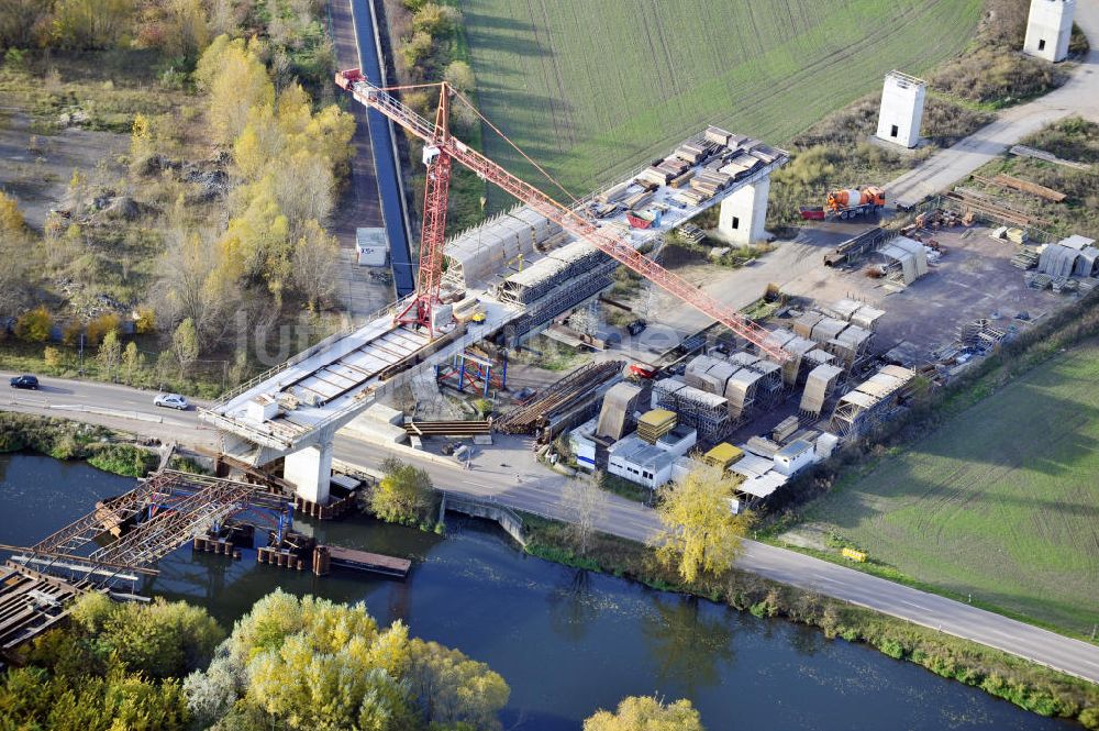 Rattmannsdorf von oben - Neubau Saale-Elster-Talbrücke in Sachsen Anhalt