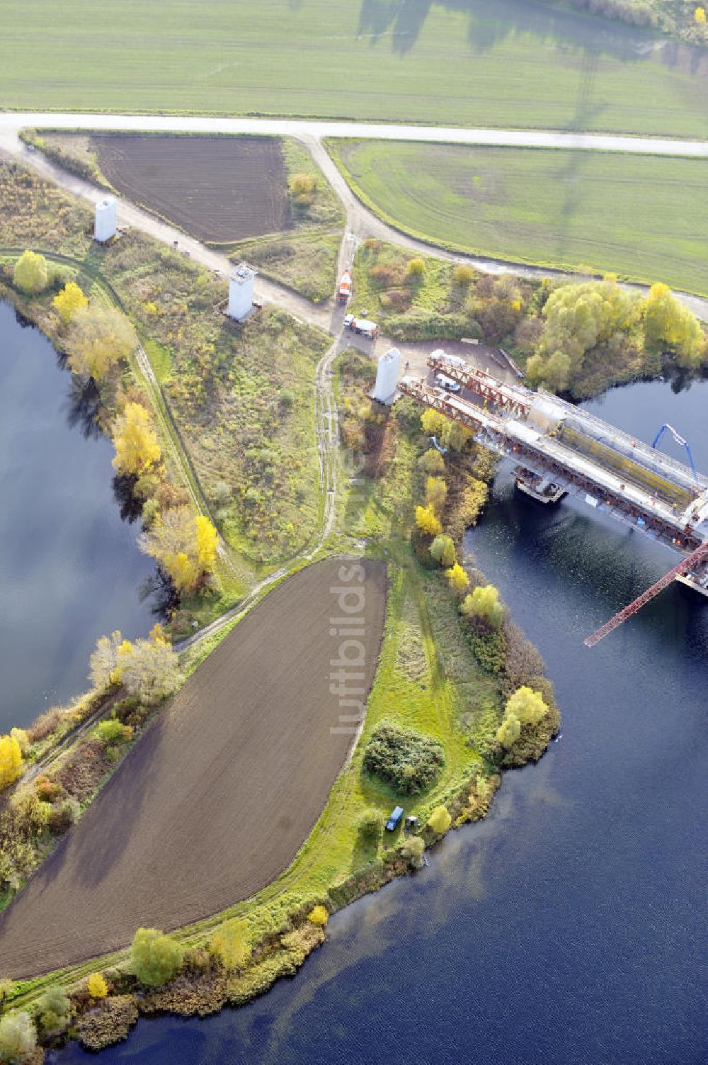 Luftaufnahme Rattmannsdorf - Neubau Saale-Elster-Talbrücke in Sachsen Anhalt