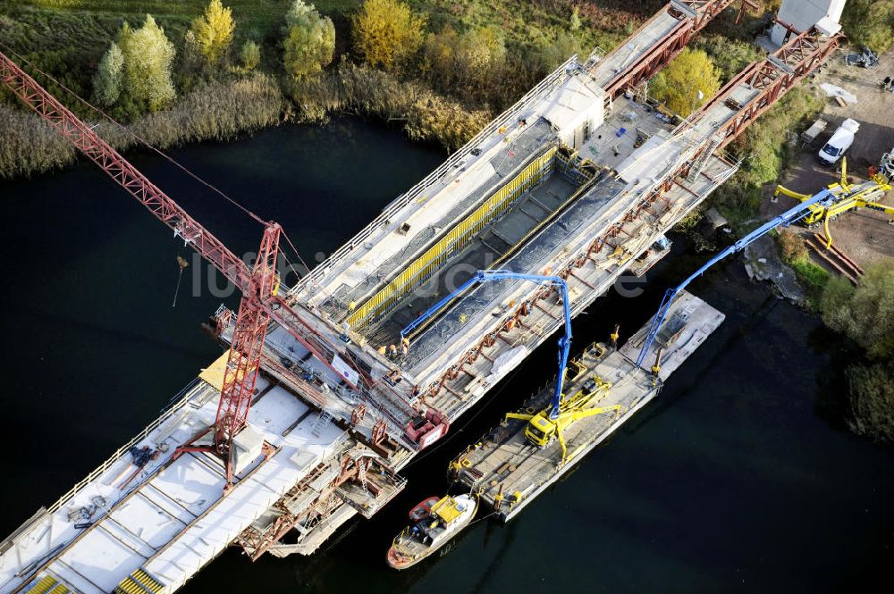 Luftaufnahme Rattmannsdorf - Neubau Saale-Elster-Talbrücke in Sachsen Anhalt