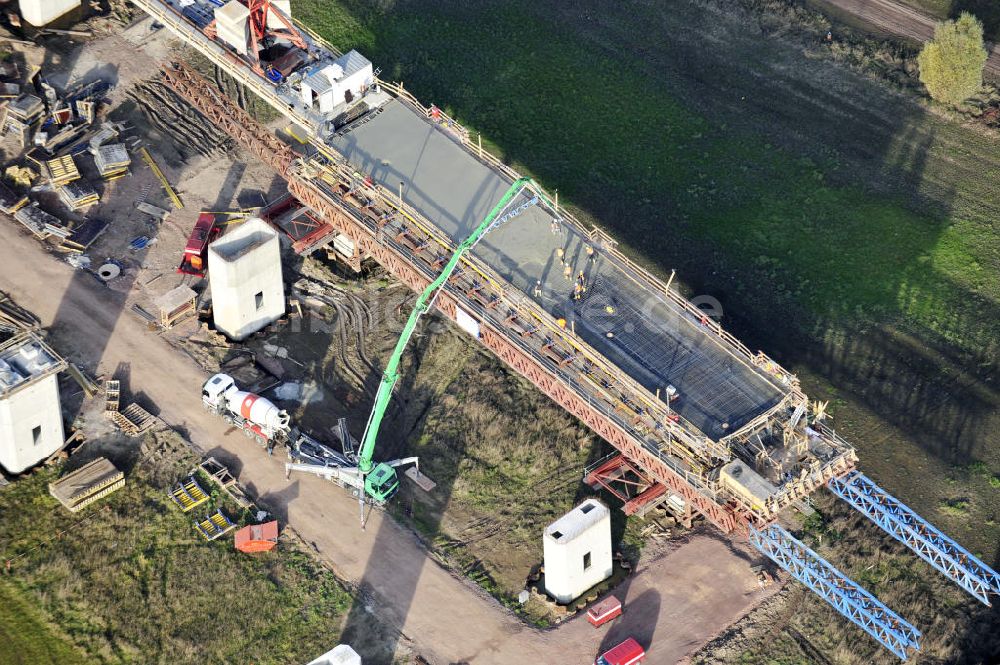 Rattmannsdorf aus der Vogelperspektive: Neubau Saale-Elster-Talbrücke in Sachsen Anhalt