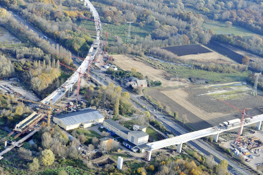 Luftbild Rattmannsdorf - Neubau Saale-Elster-Talbrücke in Sachsen Anhalt