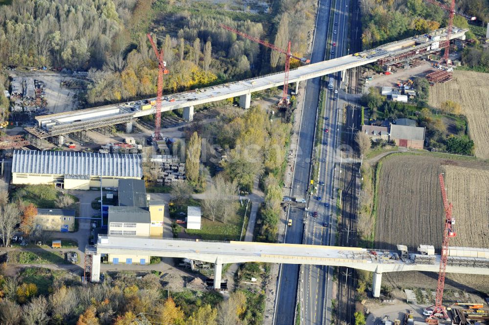 Luftbild Rattmannsdorf - Neubau Saale-Elster-Talbrücke in Sachsen Anhalt