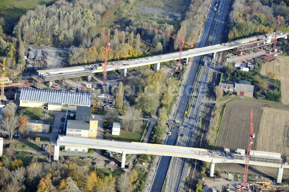 Luftaufnahme Rattmannsdorf - Neubau Saale-Elster-Talbrücke in Sachsen Anhalt