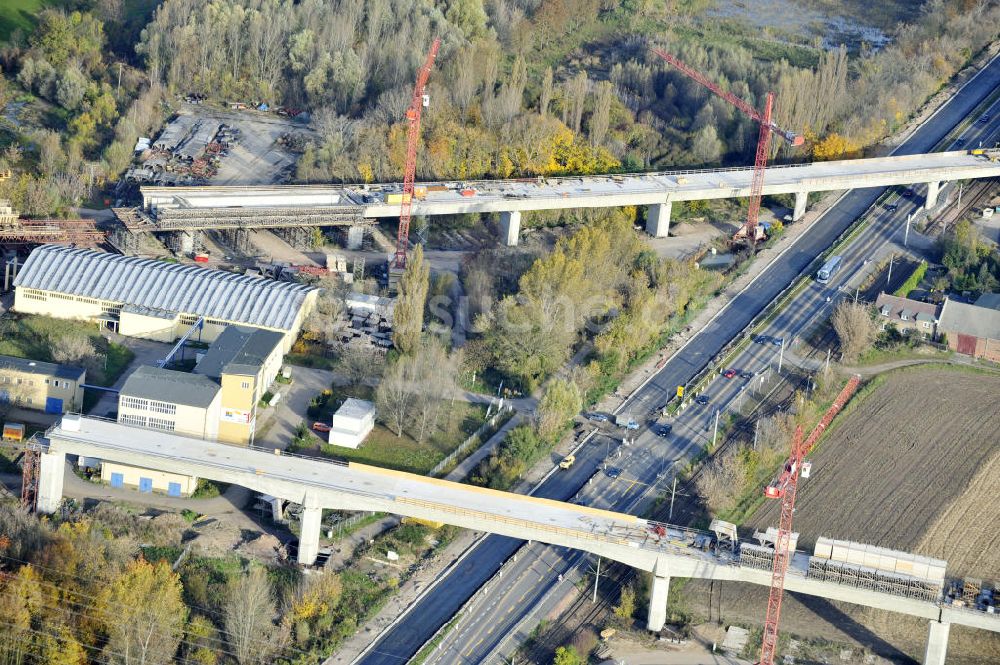 Rattmannsdorf von oben - Neubau Saale-Elster-Talbrücke in Sachsen Anhalt