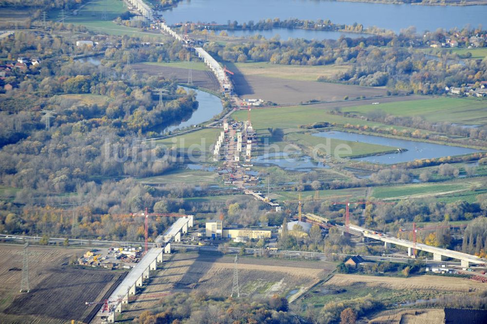 Luftbild Rattmannsdorf - Neubau Saale-Elster-Talbrücke in Sachsen Anhalt