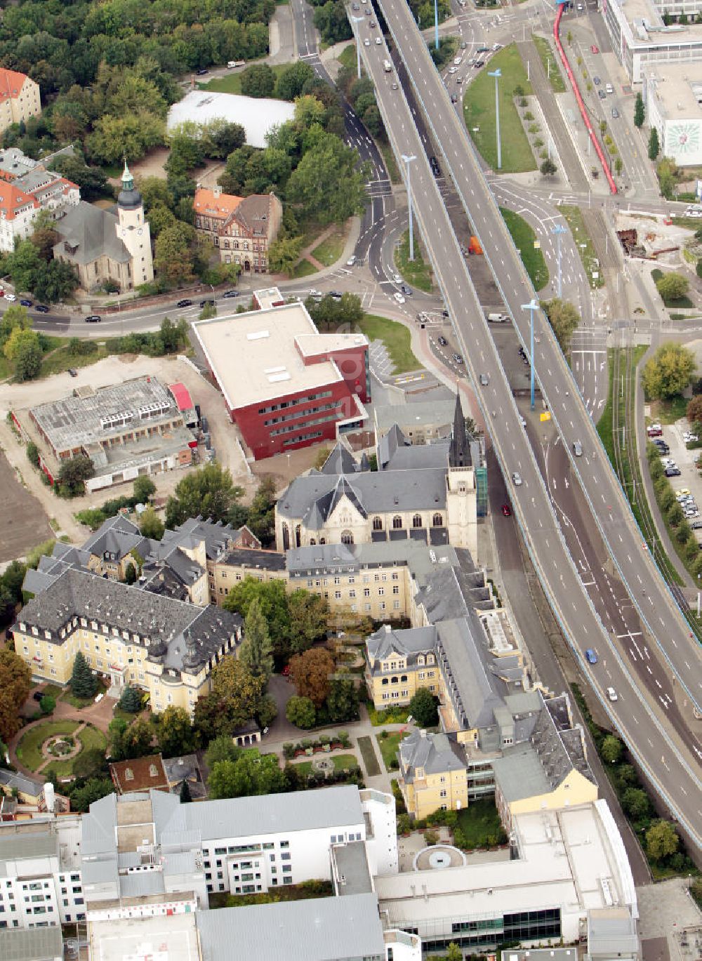 Luftbild Halle / Saale - Neubau Saaleklinik Halle / Saale