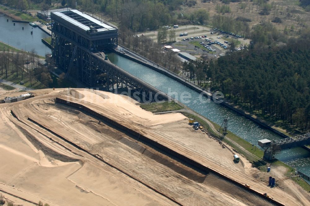 Luftbild Niederfinow - Neubau des Schiffshebewerk Niederfinow am Finowkanal im Bundesland Brandenburg