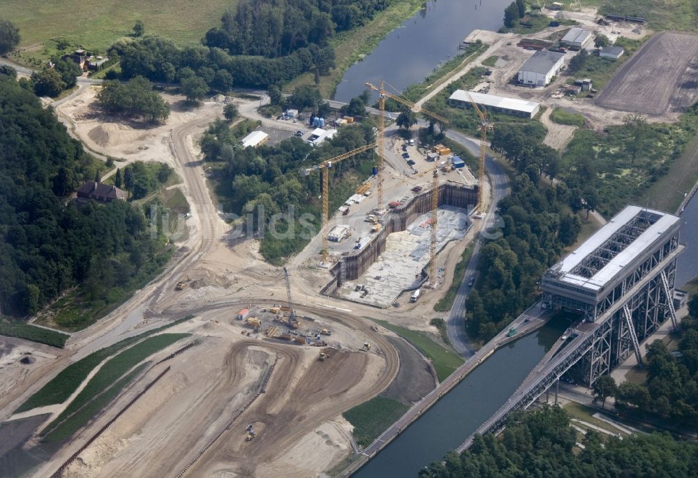 Luftbild Niederfinow - Neubau des Schiffshebewerk Niederfinow am Finowkanal im Bundesland Brandenburg