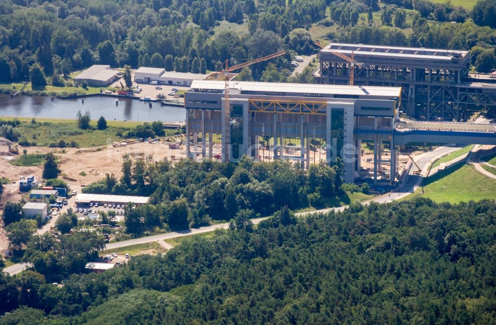 Niederfinow von oben - Neubau des Schiffshebewerk Niederfinow am Finowkanal im Bundesland Brandenburg