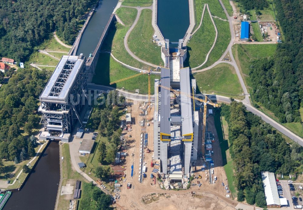 Luftbild Niederfinow - Neubau des Schiffshebewerk Niederfinow am Finowkanal im Bundesland Brandenburg