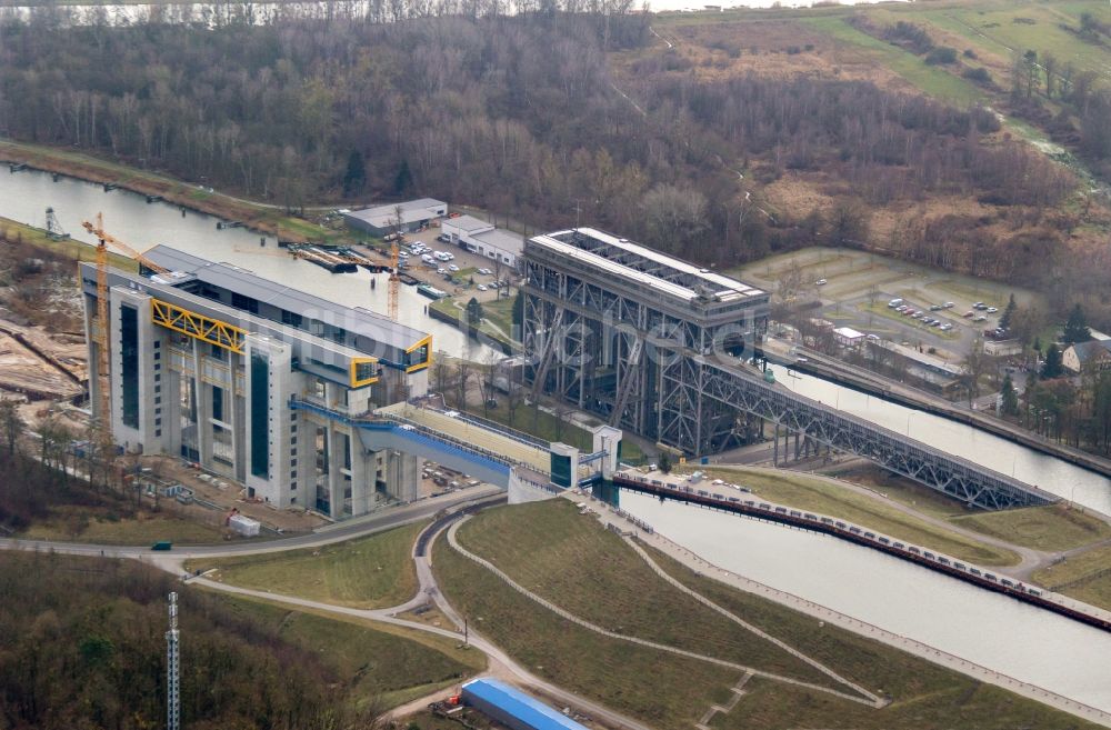 Luftbild Niederfinow - Neubau des Schiffshebewerk Niederfinow am Finowkanal im Bundesland Brandenburg