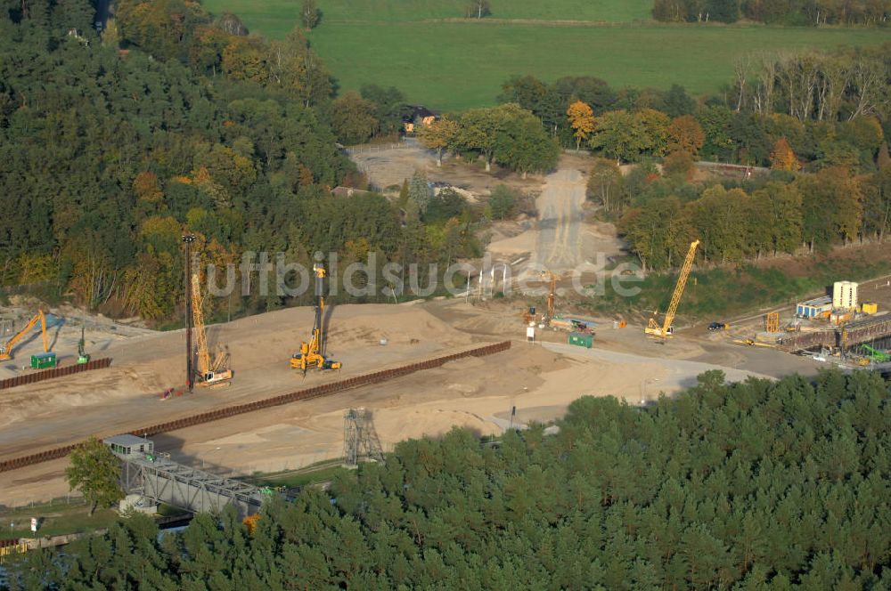 Luftaufnahme Niederfinow - Neubau des Schiffshebewerkes Niederfinow Nord