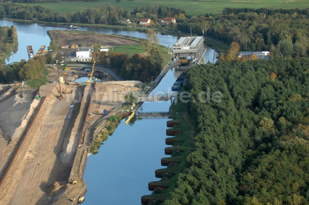 Niederfinow aus der Vogelperspektive: Neubau des Schiffshebewerkes Niederfinow Nord