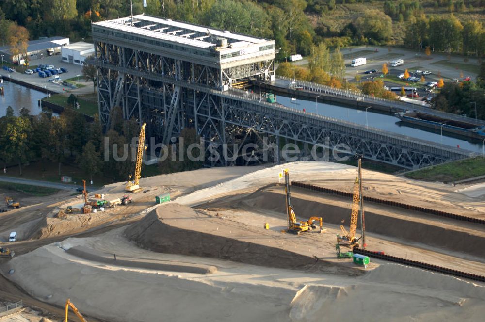 Niederfinow von oben - Neubau des Schiffshebewerkes Niederfinow Nord