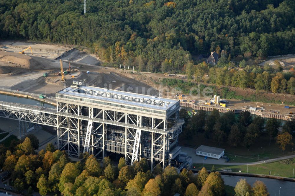 Luftaufnahme Niederfinow - Neubau des Schiffshebewerkes Niederfinow Nord