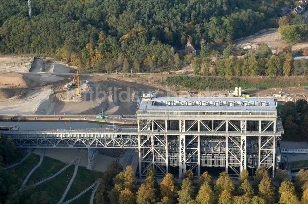 Niederfinow von oben - Neubau des Schiffshebewerkes Niederfinow Nord