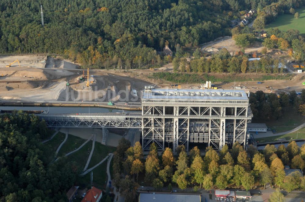 Niederfinow aus der Vogelperspektive: Neubau des Schiffshebewerkes Niederfinow Nord