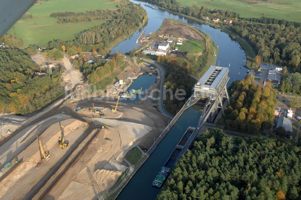 Luftaufnahme Niederfinow - Neubau des Schiffshebewerkes Niederfinow Nord