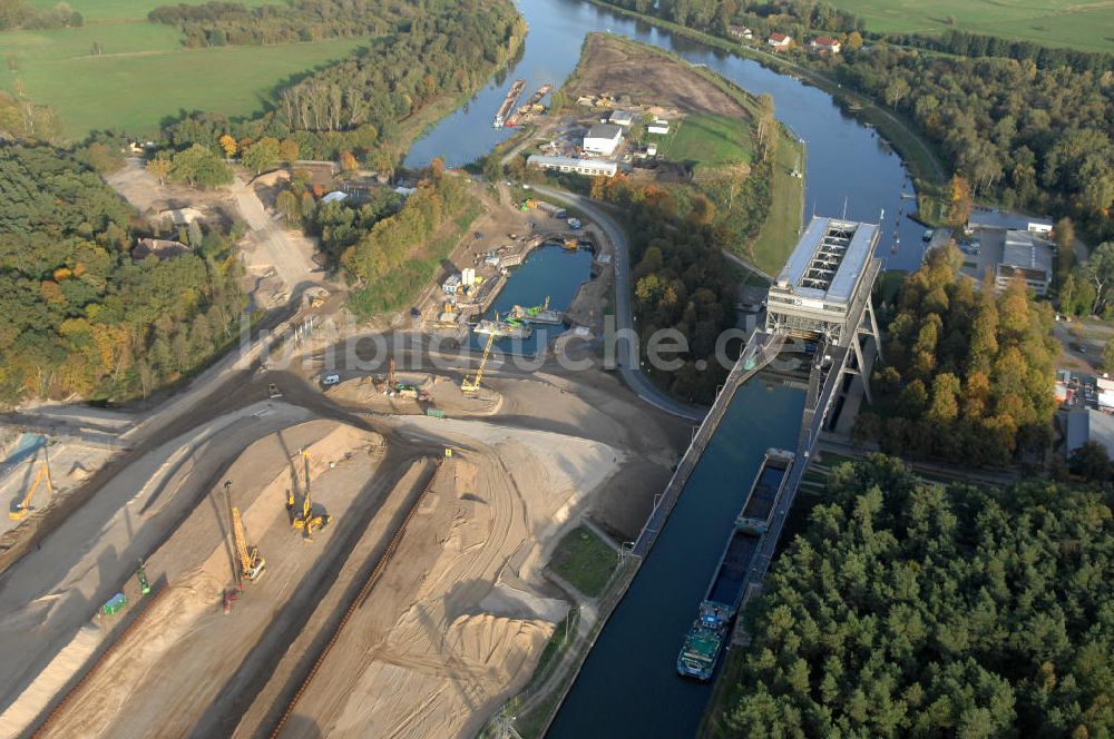 Niederfinow aus der Vogelperspektive: Neubau des Schiffshebewerkes Niederfinow Nord