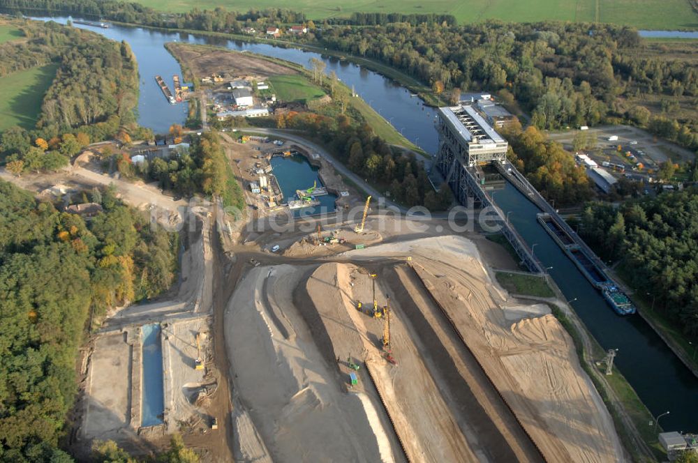 Niederfinow von oben - Neubau des Schiffshebewerkes Niederfinow Nord