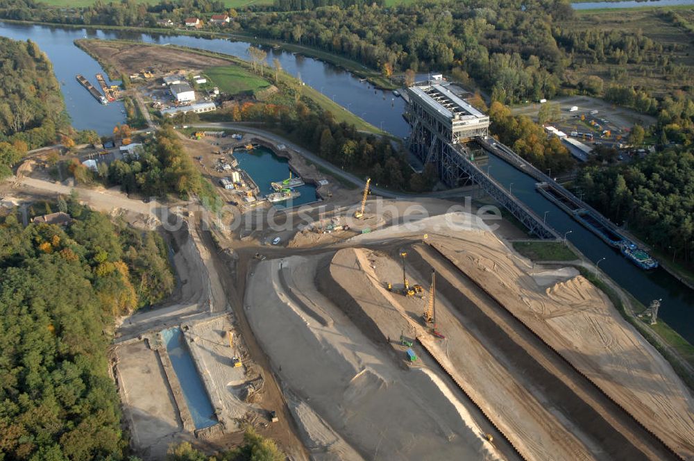 Niederfinow aus der Vogelperspektive: Neubau des Schiffshebewerkes Niederfinow Nord