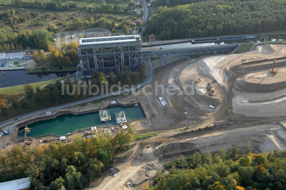 Luftaufnahme Niederfinow - Neubau des Schiffshebewerkes Niederfinow Nord