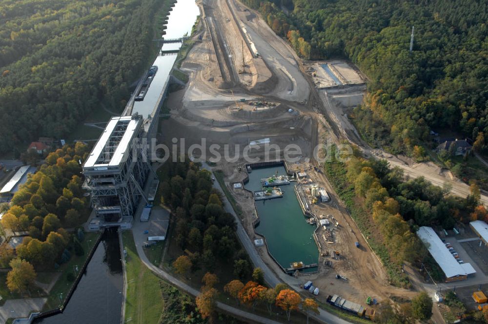 Luftaufnahme Niederfinow - Neubau des Schiffshebewerkes Niederfinow Nord