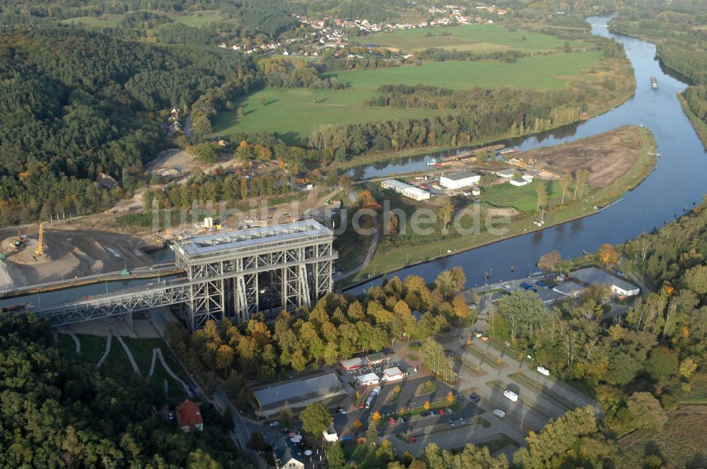 Luftaufnahme Niederfinow - Neubau des Schiffshebewerkes Niederfinow Nord