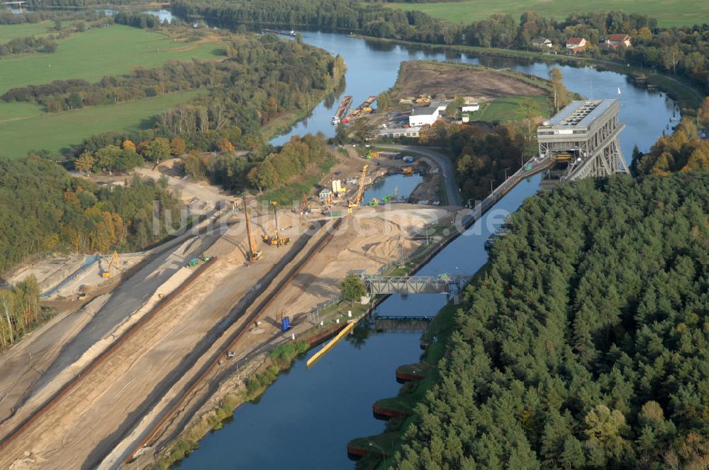 Niederfinow aus der Vogelperspektive: Neubau des Schiffshebewerkes Niederfinow Nord