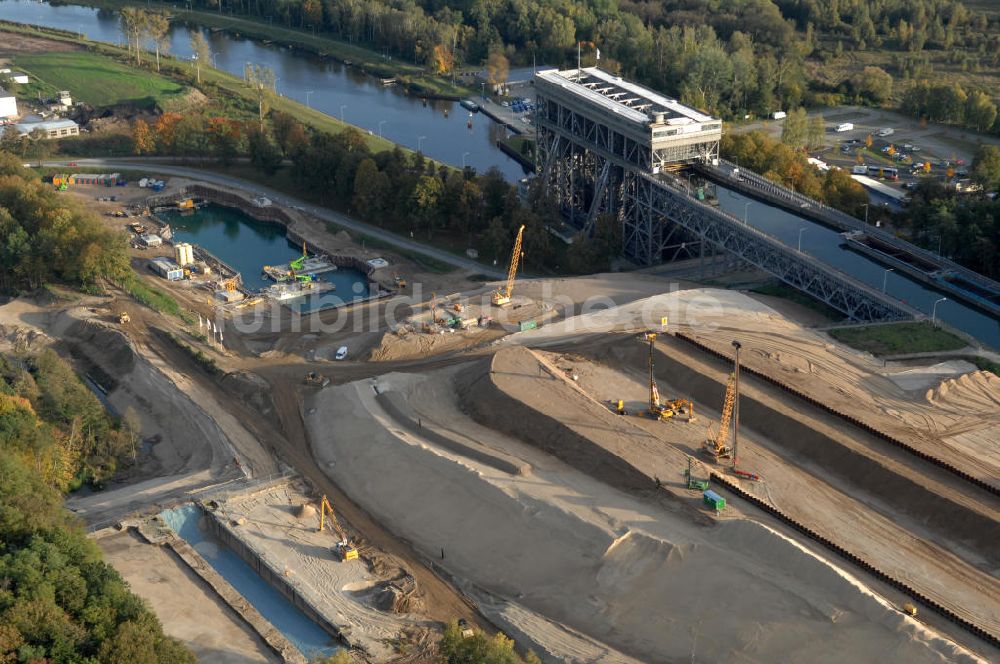 Luftaufnahme Niederfinow - Neubau des Schiffshebewerkes Niederfinow Nord