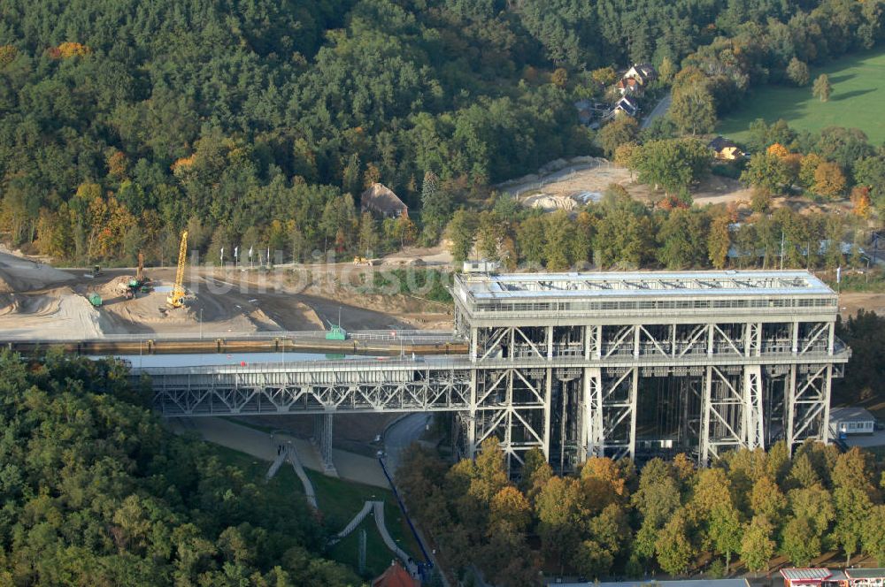 Niederfinow von oben - Neubau des Schiffshebewerkes Niederfinow Nord