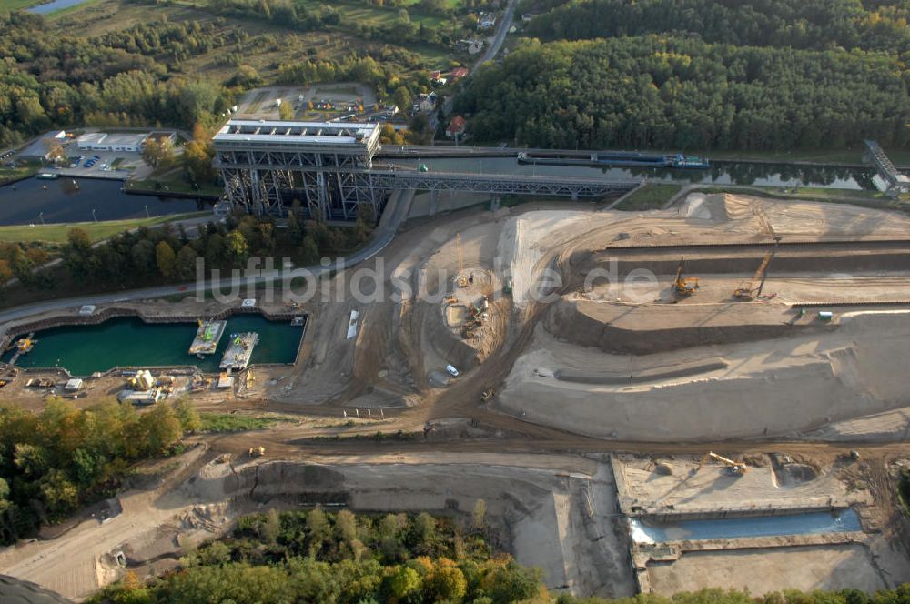 Luftbild Niederfinow - Neubau des Schiffshebewerkes Niederfinow Nord