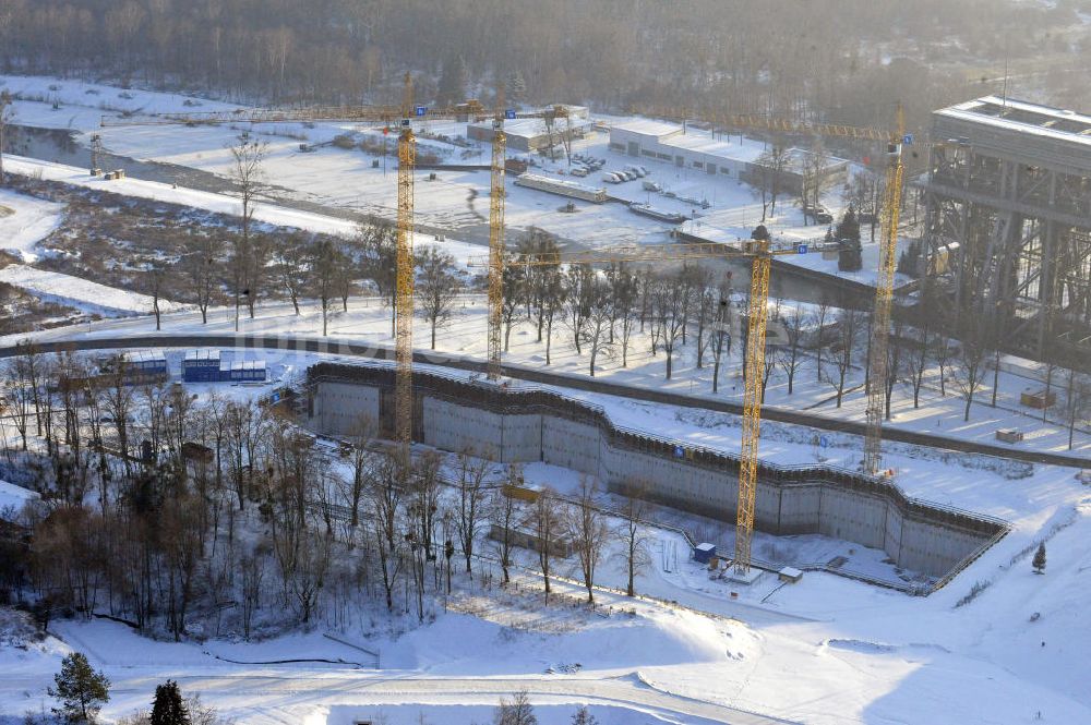 Niederfinow aus der Vogelperspektive: Neubau des Schiffshebewerkes Niederfinow Nord