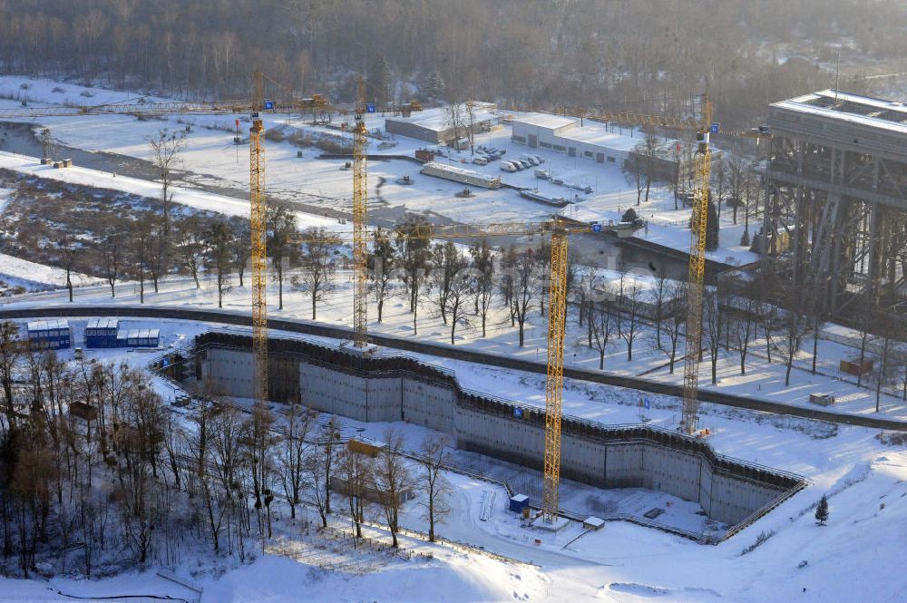 Luftbild Niederfinow - Neubau des Schiffshebewerkes Niederfinow Nord