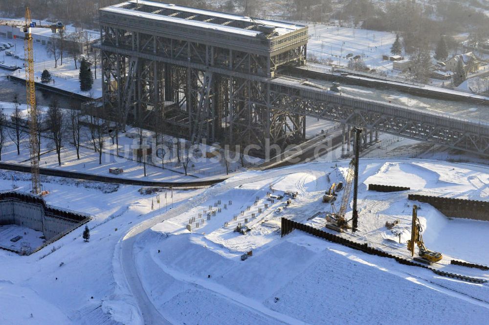 Luftaufnahme Niederfinow - Neubau des Schiffshebewerkes Niederfinow Nord