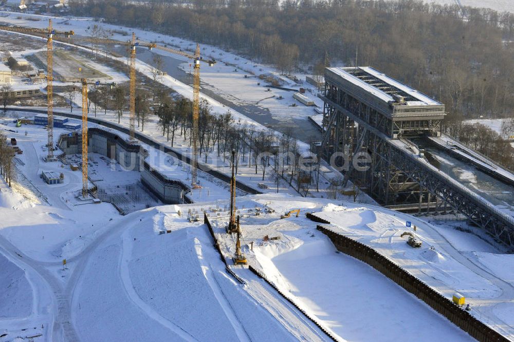 Niederfinow aus der Vogelperspektive: Neubau des Schiffshebewerkes Niederfinow Nord