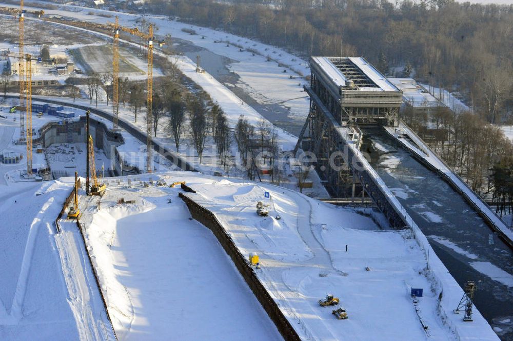 Luftbild Niederfinow - Neubau des Schiffshebewerkes Niederfinow Nord